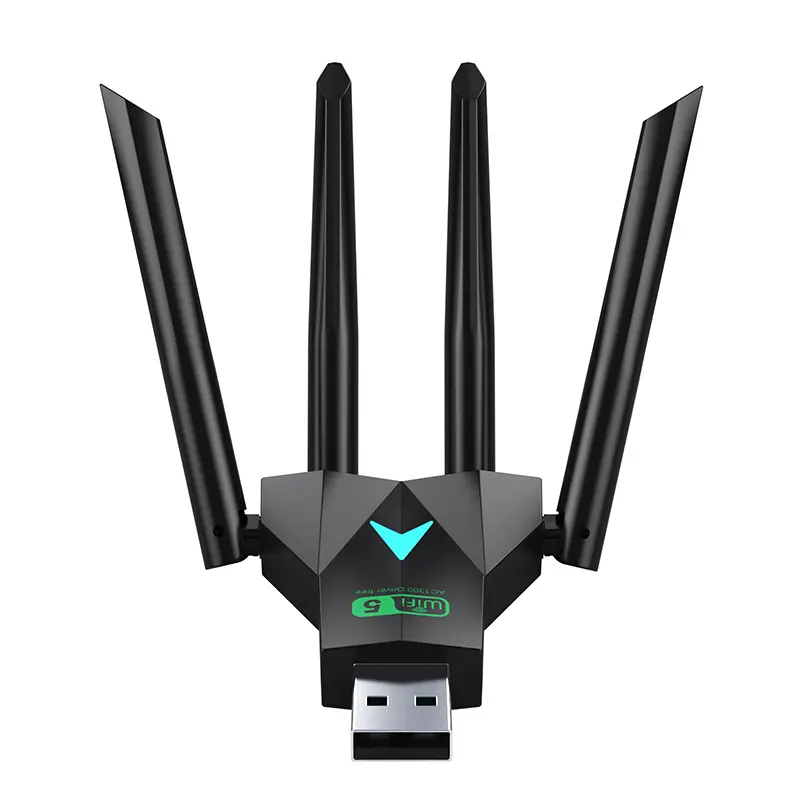 External High Speed Dual Band 1300Mbps WiFi USB 3.0 Adapter, 2.4G/5Ghz 802.11AC 4-Antenna Wireless Receiver, Driver-Free Easy Setup for PC/Laptop, Usb3.0 bluetooth-compatible sound adapter input aux