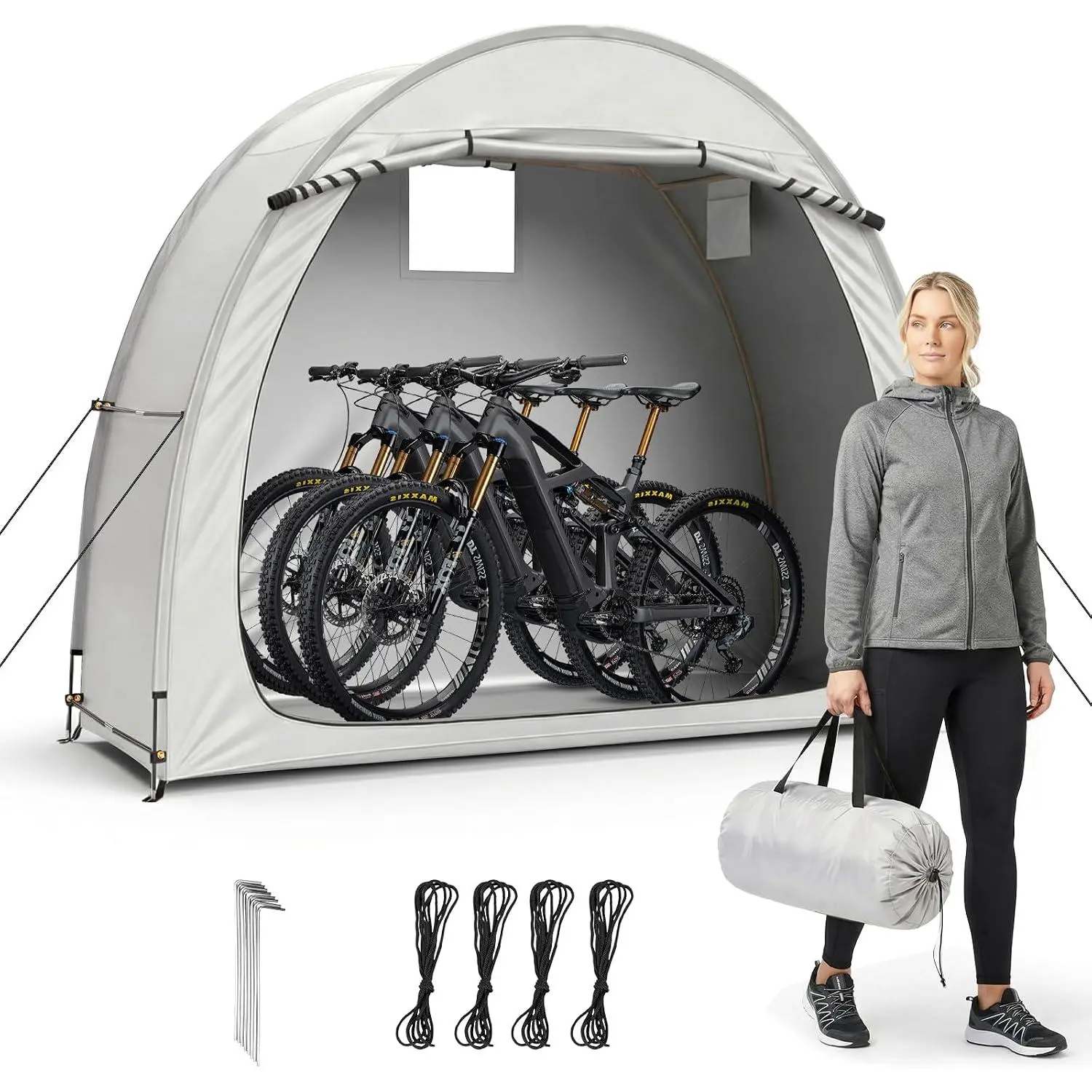 Outdoor Portable Bicycle Storage Sheds for 2-3 Bikes Camping| 210D Oxford Fabric PU 4000 Waterproof Storage Cover Shelter for Motorcycle Garden Tools Toys Lawn Mower