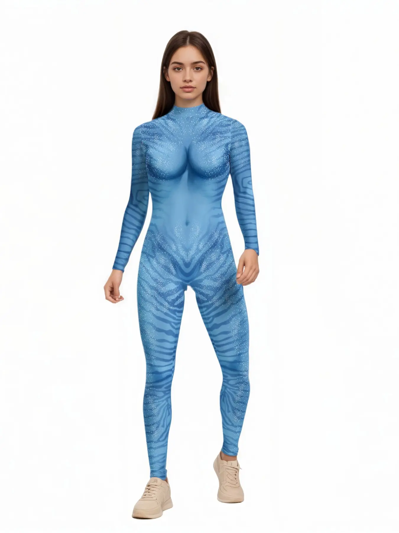 Avatar Water Way Role Play Costume Halloween 3D Digital Print Zentai Women's Bodysuit, Plain Surface, 88.2 G/m² Weight