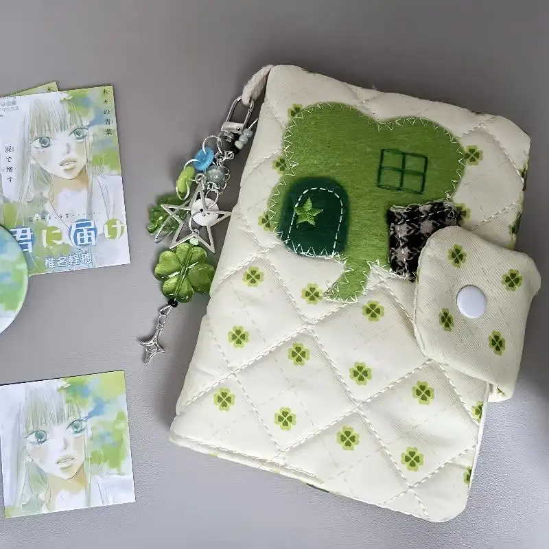 A6 Handmade 4-Leaf Clover Book Jacket - Portable Protective Case for Ledger, Notepad, Diary with Hanging Decoration, Gifts for Boyfriend (Home & Festive Party Supplies)