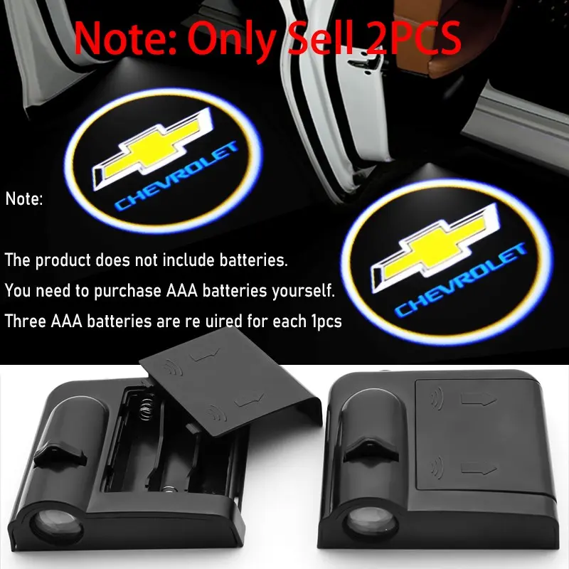 2 Pack Car Door Welcome Light LED HD Laser Projector Light for Chevrolet Captiva Cruze Spark Colorado Malibu Trax Z71 Aveo Orlando Lacetti Equinox Camaro Cavalier Epica Impala Tracker Nubira