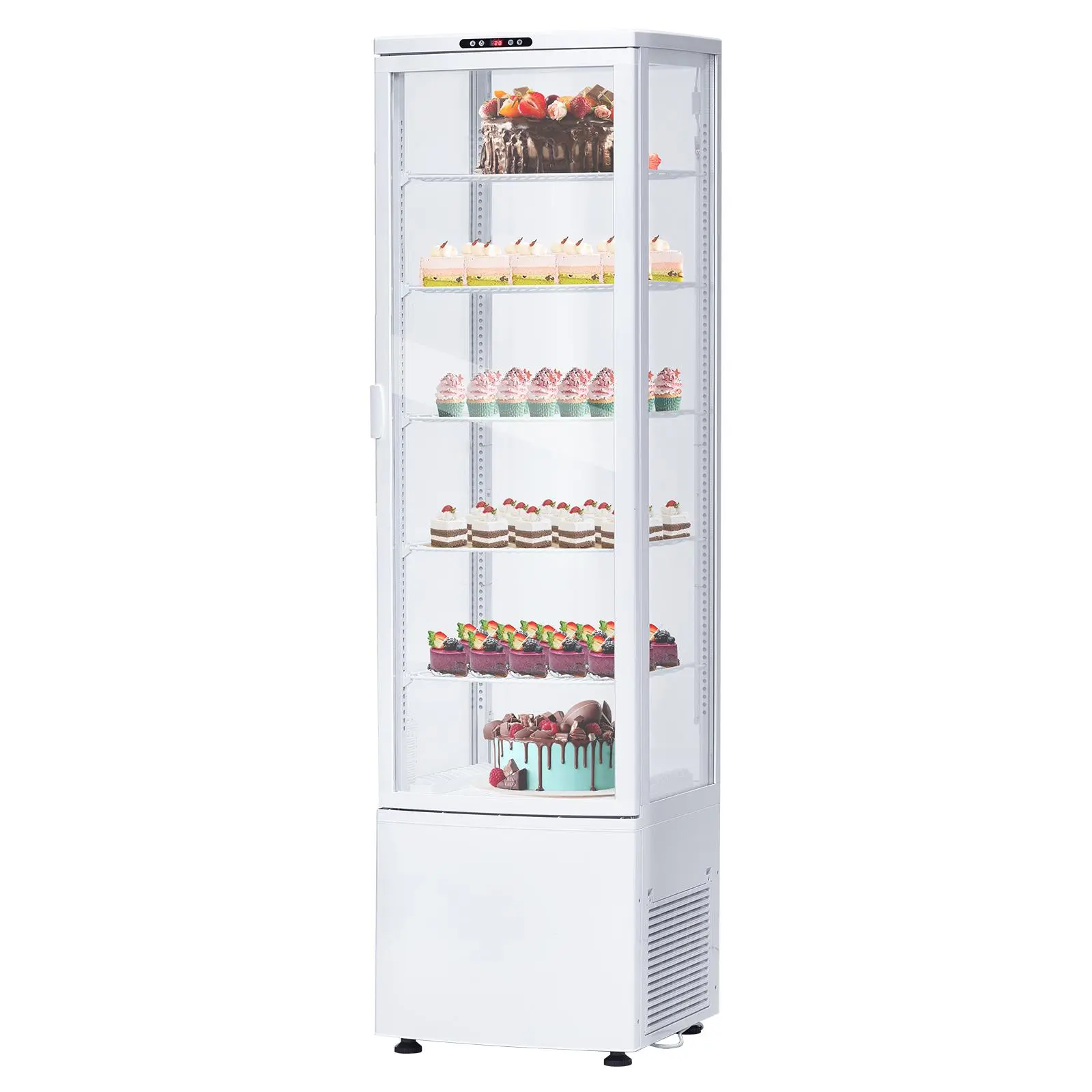 Garvee Commercial Display Cabinet 9.8 Cu.ft, Beverage and Cake Refrigerator with Double-Layer Glass, LED Lighting, Adjustable Shelves, Merchandiser Display Fridge for Shop, Bakery, Restaurant, Storefront