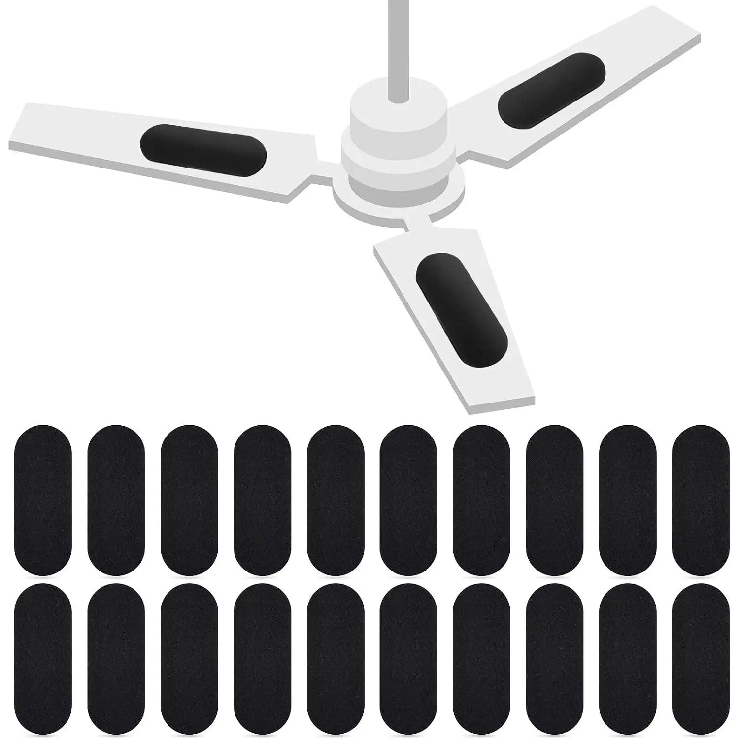 20 Pack Ceiling Fan Filters for Blades, Activated Coconut Activated Zeolite Ceiling Fan Air Filter, Stick Air Filter Purifiers for Common Household Contaminants (Black)