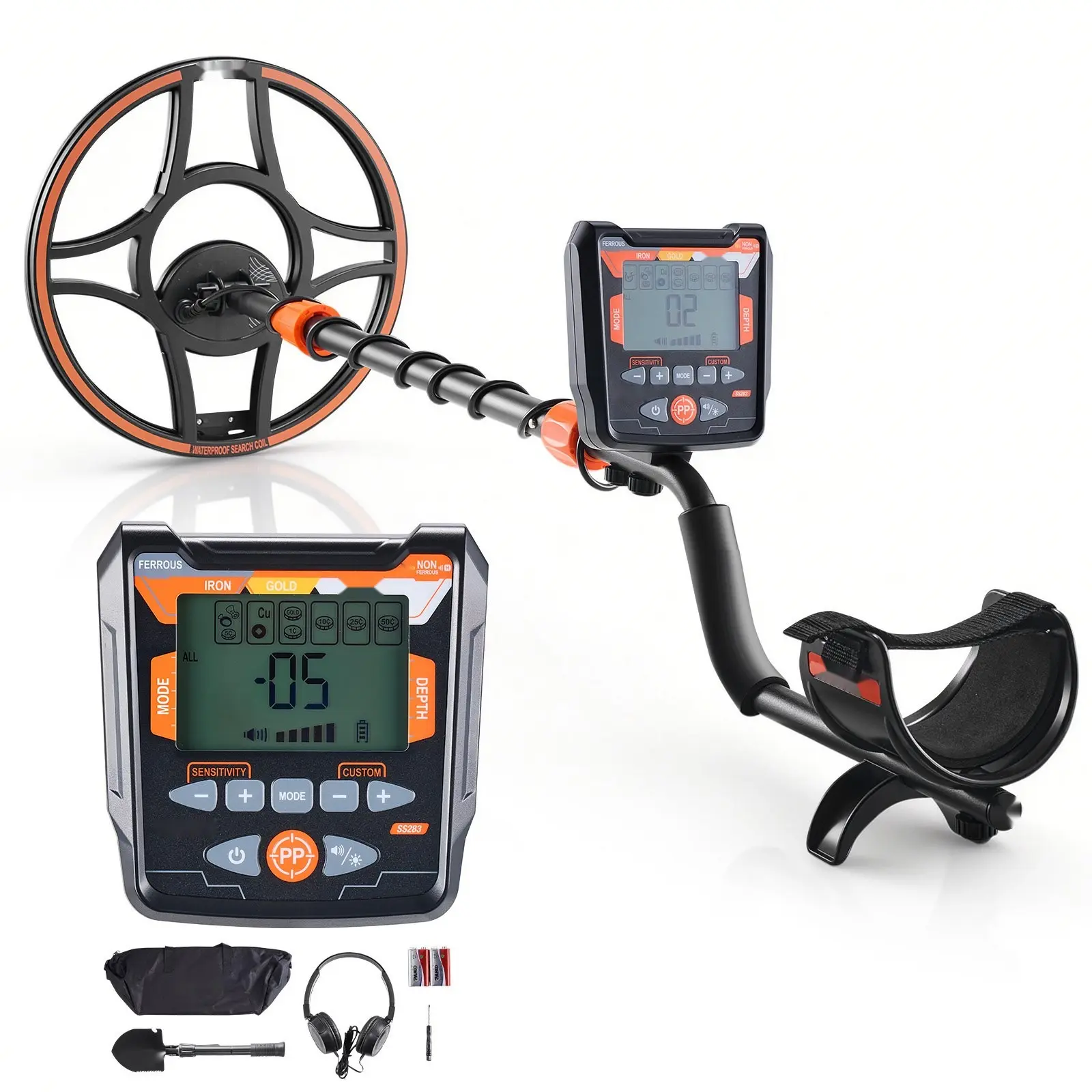 Metal Detector for Adults and Treasure Hunters, 12-Inch Waterproof Gold Detector with IP68 Coil, LCD Display, Headphones Included, 6 Detection Modes, Adjustable Shaft, Accurate Target ID for Treasure Hunting