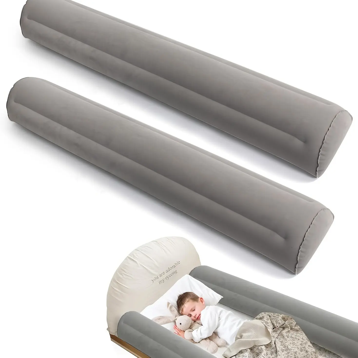 Travel Bed Rails, Inflatable Foldable Bed Rail, Portable Bed Rail for Kids & Elderly, Adjustable Side Rails for Single & Double Beds