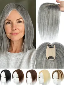 Real Human Topper Hair Extensions Natural Hairline Wig Pieces, Realistic Fake Hair, Seamless Cover Hair, Lightweight Top Hair Blocks, Grandma Gold Colors, Human Hair Toupee, Hairpiece, Real Hair Toppers