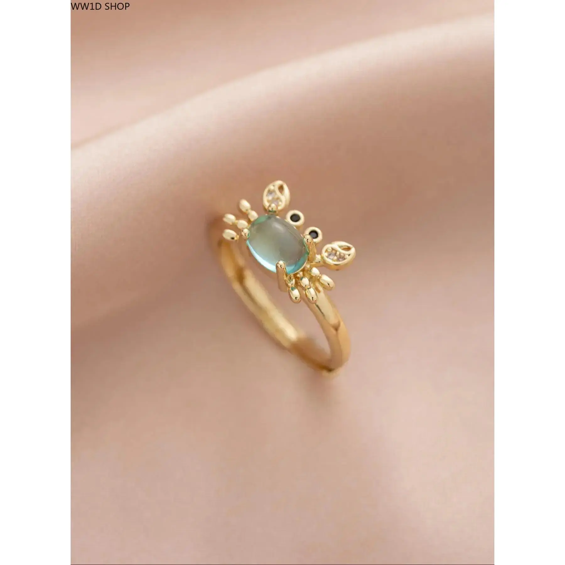 Cute Mini Crab Design Statement Ring, Gold Color Adjustable Rings, Unique Rings, Fashion Jewelry for Party, Daily Clothing Decor, Trendy All-match & Exquisite Jewelry for Birthday Gift, Trendy Jewellery Accessories