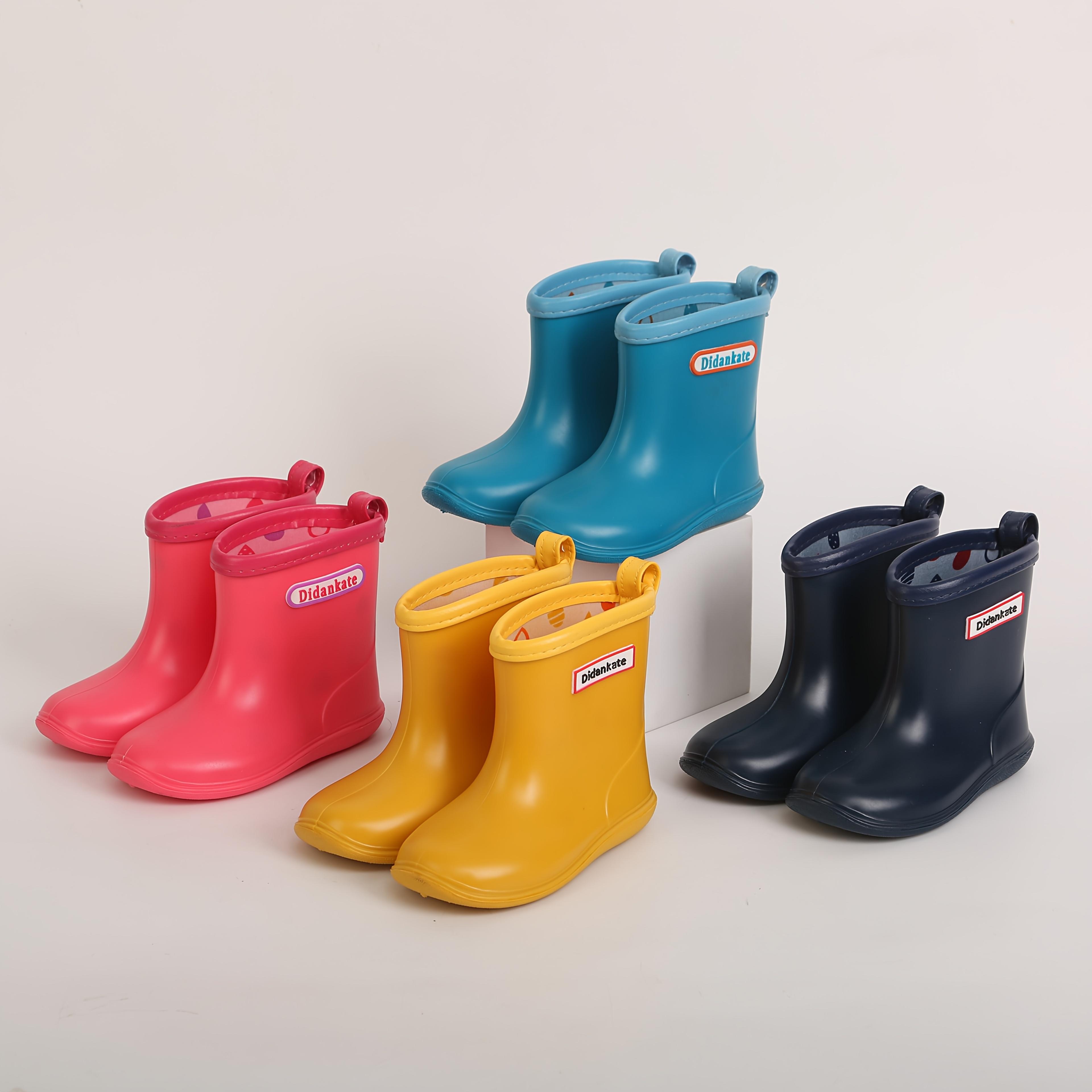 Kids' Waterproof Cartoon Pull-On Rainboots with Pull-On Handles, Synthetic Slip-Resistant Outdoor Footwear for Rain Protection, Indoor-Outdoor Fun, Rain Gear