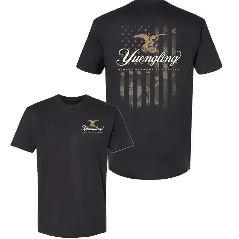 Yuengling Camo Flag Short-Sleeve T-Shirt - America’s Oldest Brewery Classic Comfy Soft Cotton Men’s Top, Ideal Gift for Beer Enthusiasts, Shortsleeve, Breathable