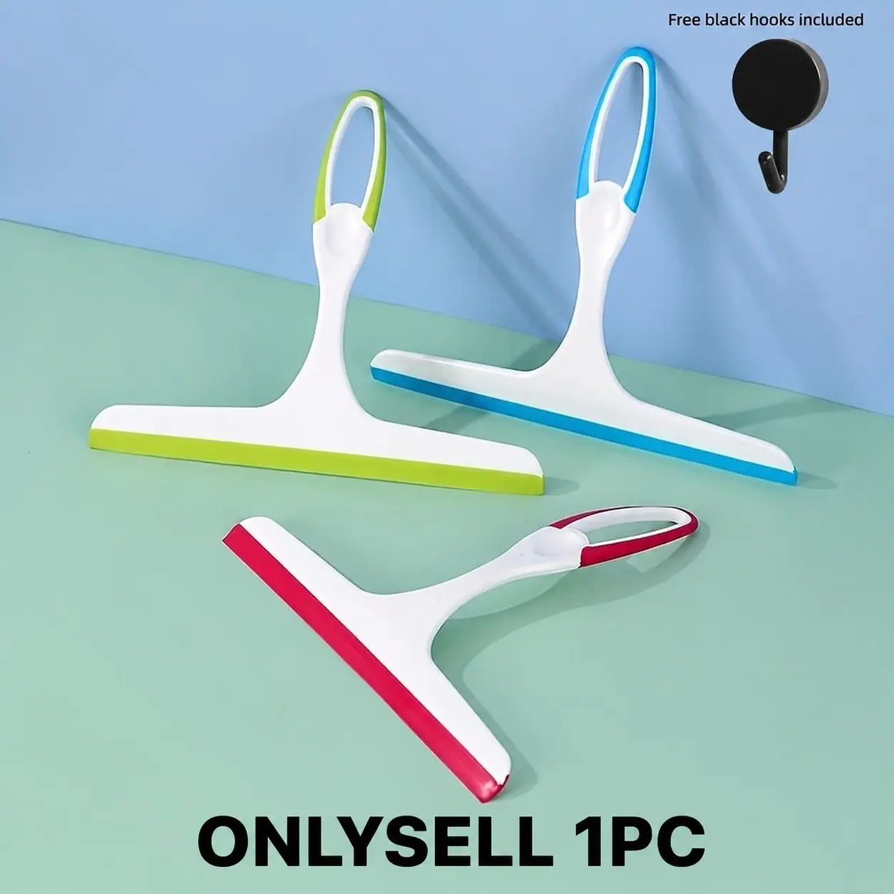 Handheld Glass and Window Cleaner Set with Hook, Shower Room Water Scraper Kit, Shower Squeegee, Ideal for Bathroom Mirrors and Tiles