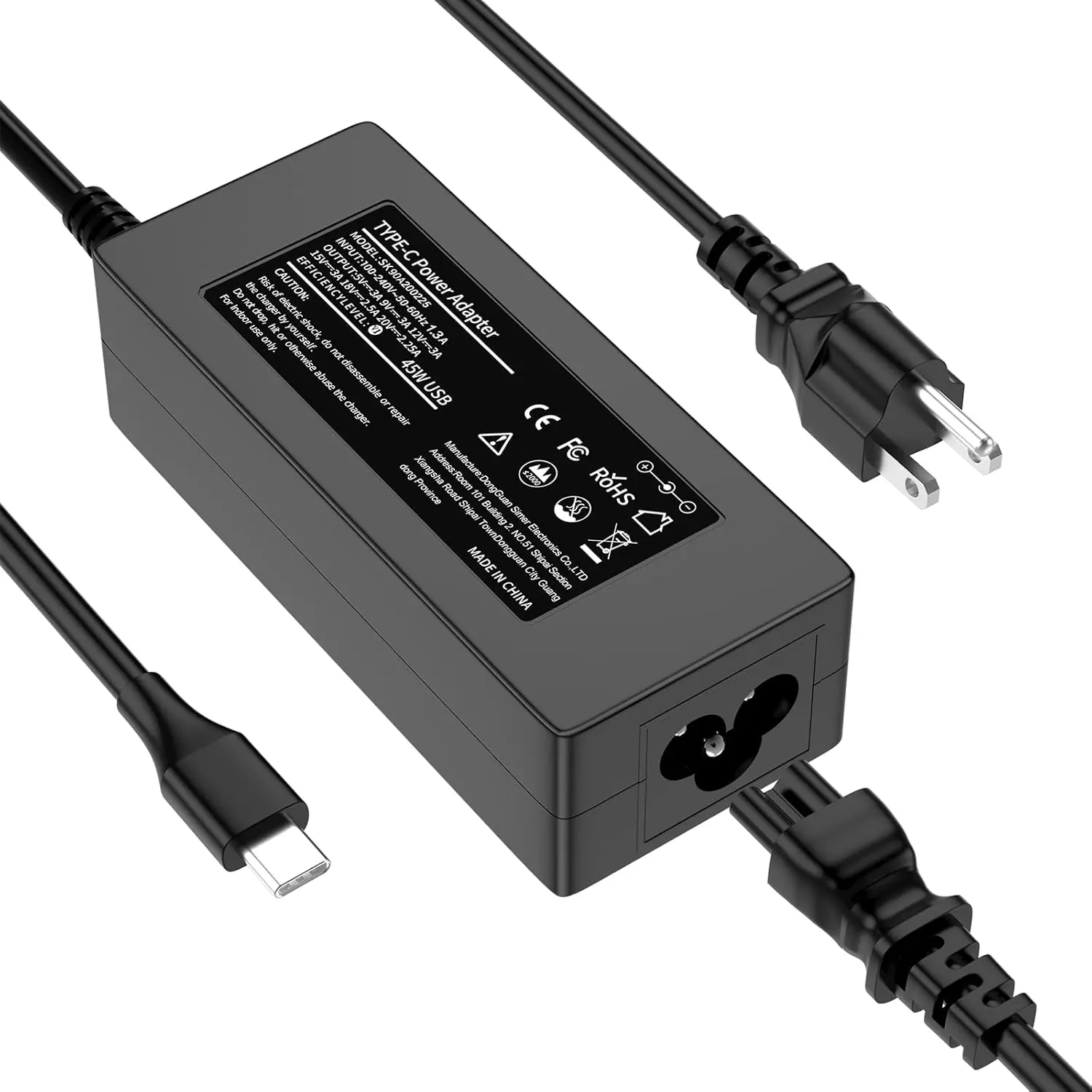 45W USB-C Chromebook Charger, Multi-Model Computer Charger with 8ft Power Cord, Type C Charging Power Supply for Travel Spare Use (Note: Input/output specs to be verified post-purchase)