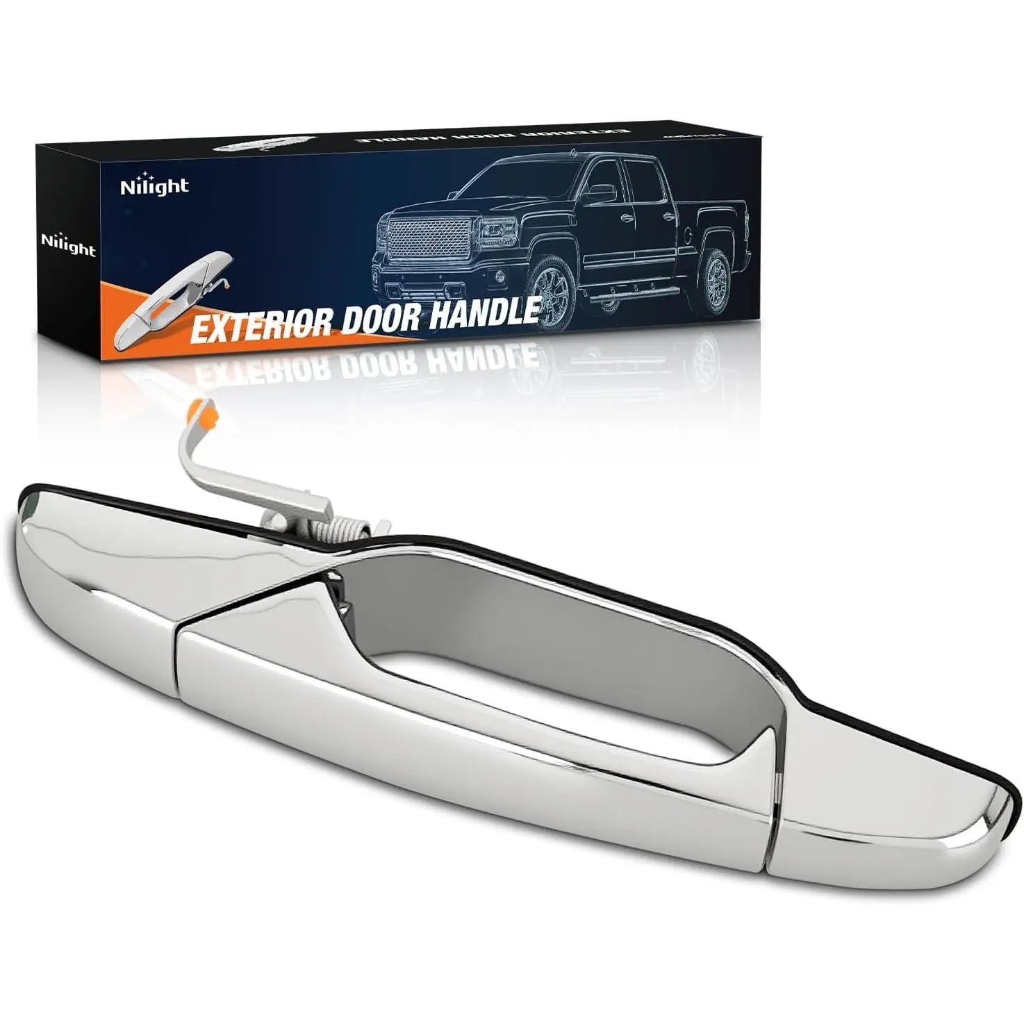 Nilight Chrome Exterior Front Right Passenger Car Door Handle - Durable, Rust Resistant, Direct Alignment Installation - Compatible with 2007-2013 Chevy Silverado Suburban Tahoe, GMC Sierra Yukon, Cadillac Escalade - Replaces #80545,25960526,15915150