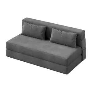 Garvee 4-in-1 Convertible Sofa Bed and Folding Chair with Pillow – Versatile Dark Gray Floor Sofa for Living Room, Bedroom, and Guest Room