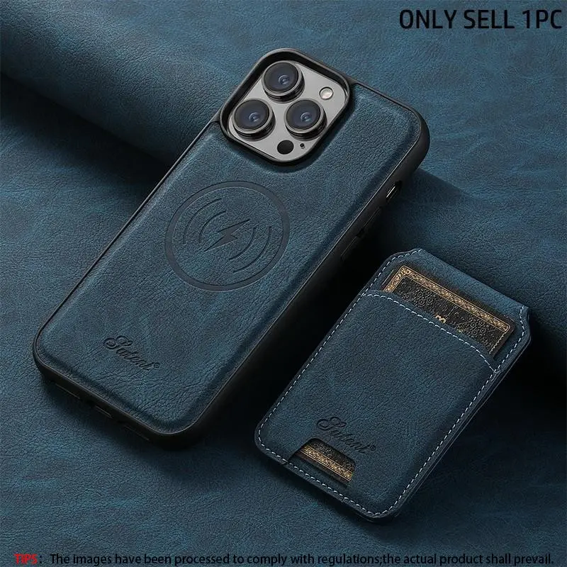 Vintage Magnetic Smartphone Case with Card Holder, Protective Retro Wallet Cover Compatible with iPhone 17/16/15/14 Plus and 13/12 Pro Max/Air