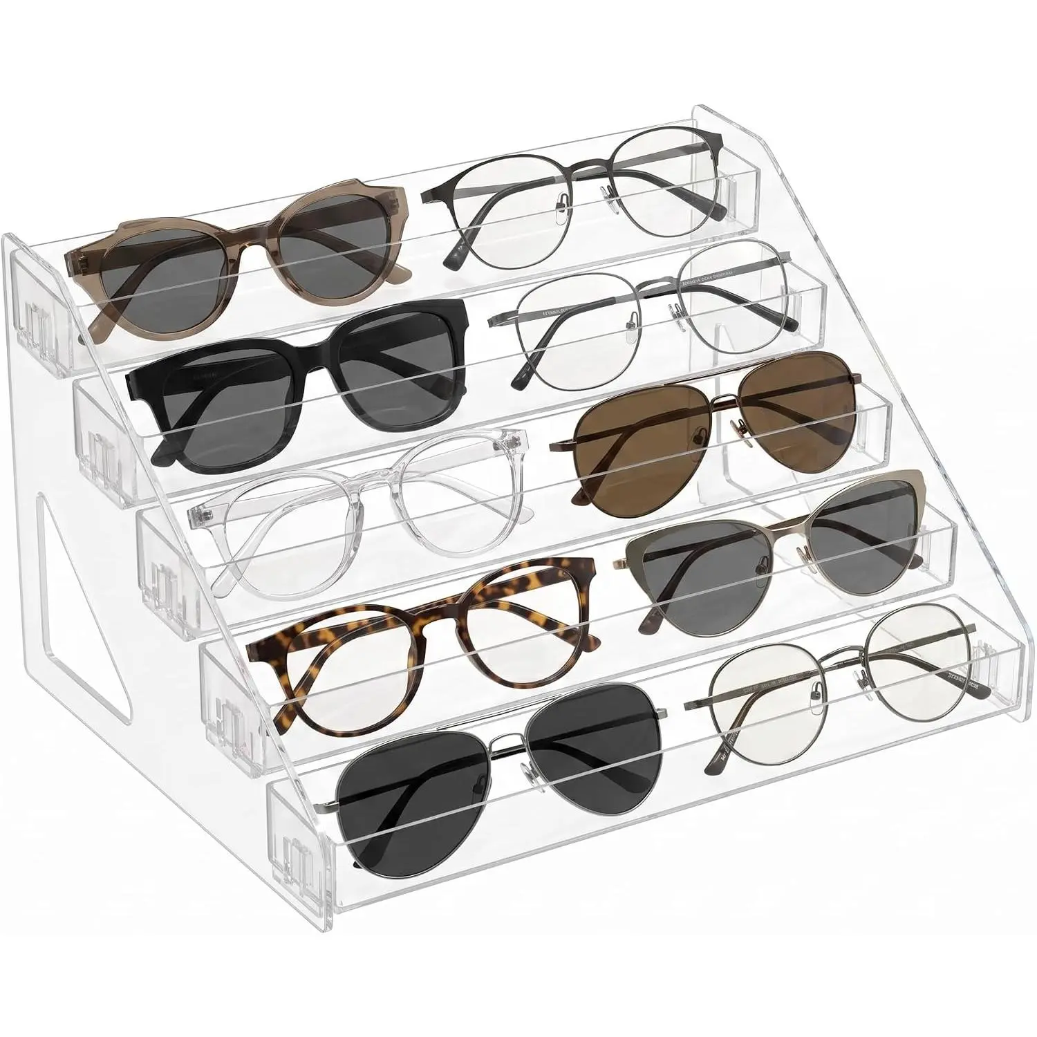 5 Tier Sunglasses Organizer, Clear Eyeglass Display Stand