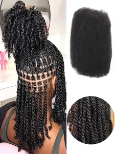 Afro Kinky Bulk Human Hair 10-16 Inch, Natural Human Hair 30g/pack, Ideal for Braids Twists, Human Hair Extension