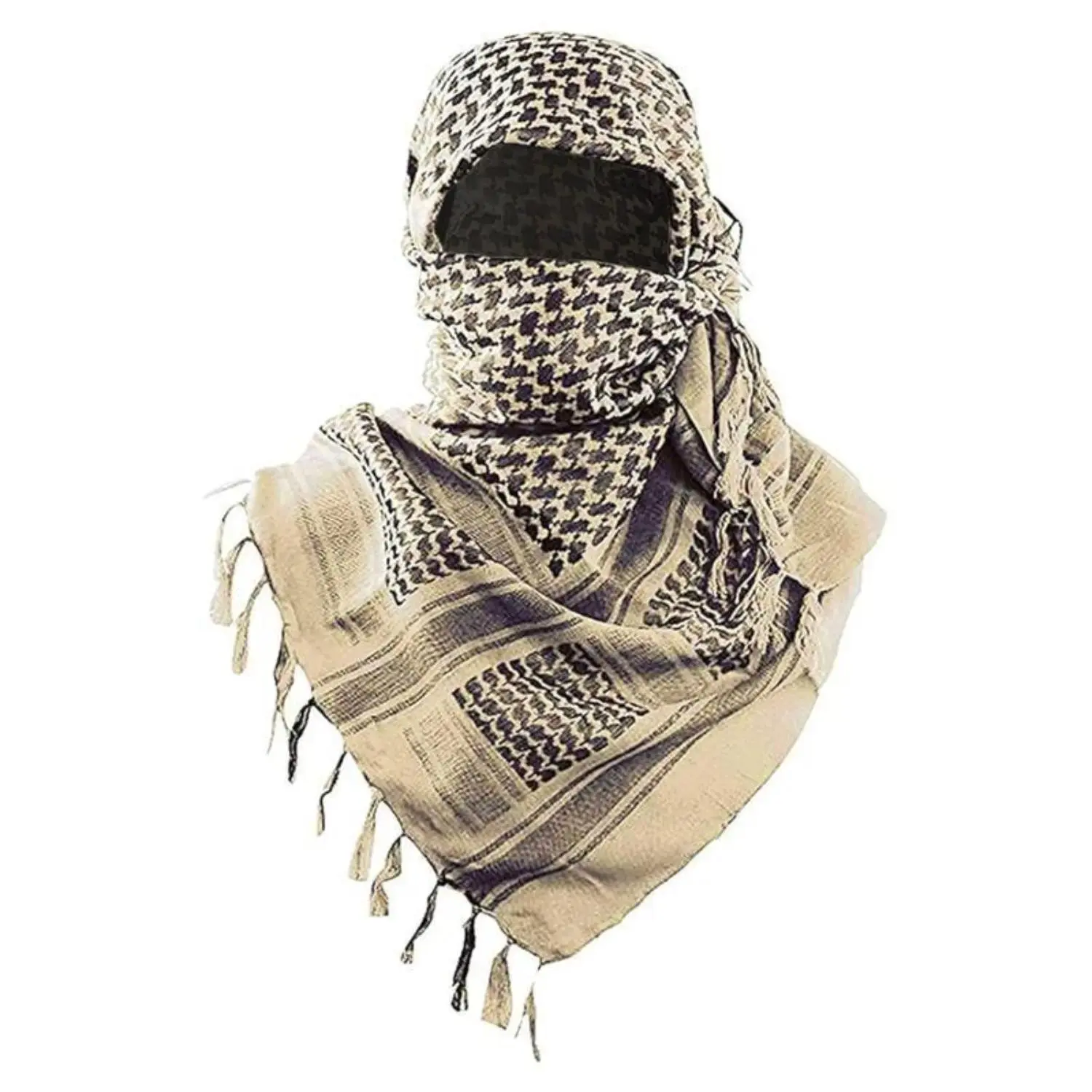 Unisex 100% Cotton Military Tactical Desert Arab-Inspired Kaffiyeh Scarf - Scarf Head Wrap, Fashionable Draping Fabric Accessory for Men and Women, Fashionable Scarves
