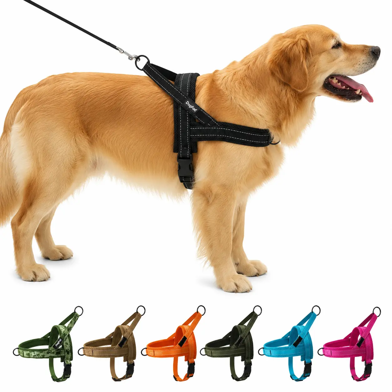 No Pull Dog Harness Adjustable Escape-Proof Vest for Small Medium Large Dogs, Heavy Duty No-Pull Training Harness with Soft Padding, Control Handle & Reflective Safety Design for Walking Outdoor Use,Santa,Claus,Christmas,Bowknot,,Rhinestone,Bowknot Collar