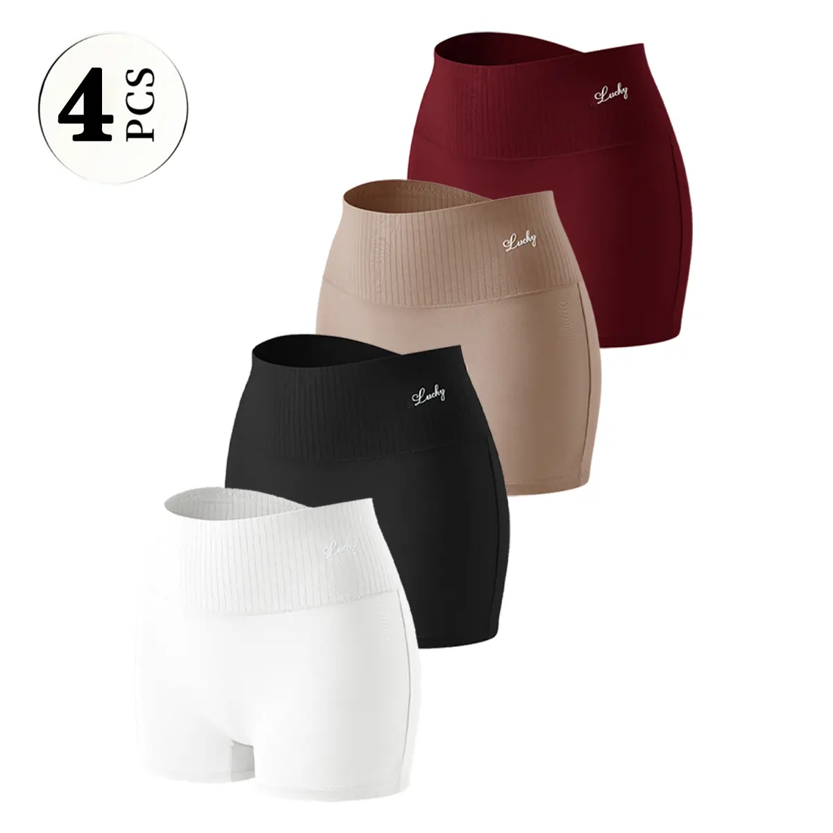4PCS:Black, skin, white, red