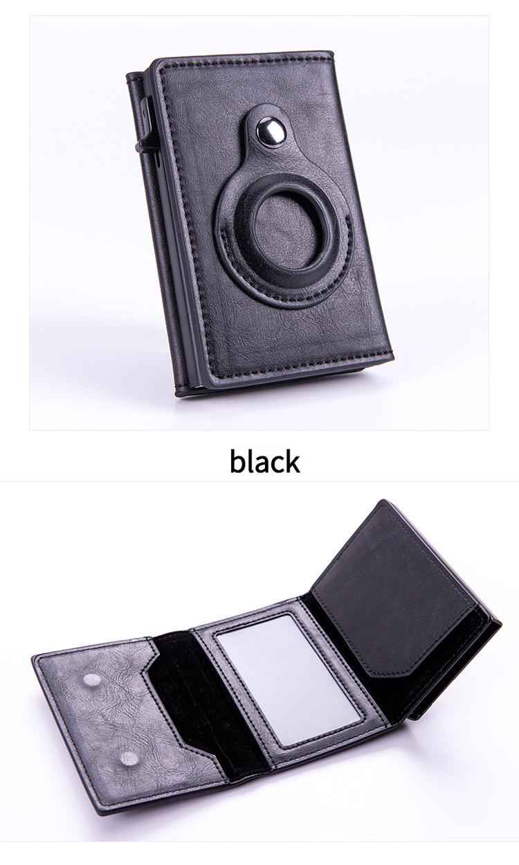 Mens Smart Wallet Card Holder for AirTag: Leather,  RFID Blocking, Slim, Carbon Fiber, Minimalist - 6-9 Card Capacity| ID Window| Cash Slot