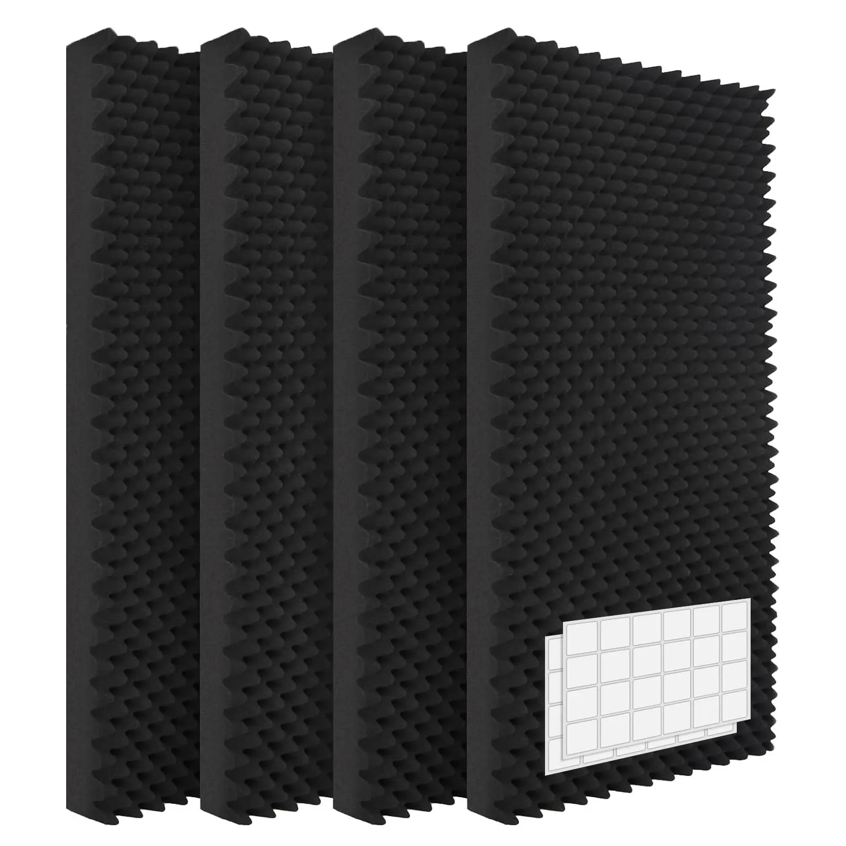 4pcs Noise Reduction Acoustic Soundproof Panels 4 Pack – 48"x24"x2" Eggshell Foam – Easy Install, Studio, Home Theater, Bedroom, Office – Black