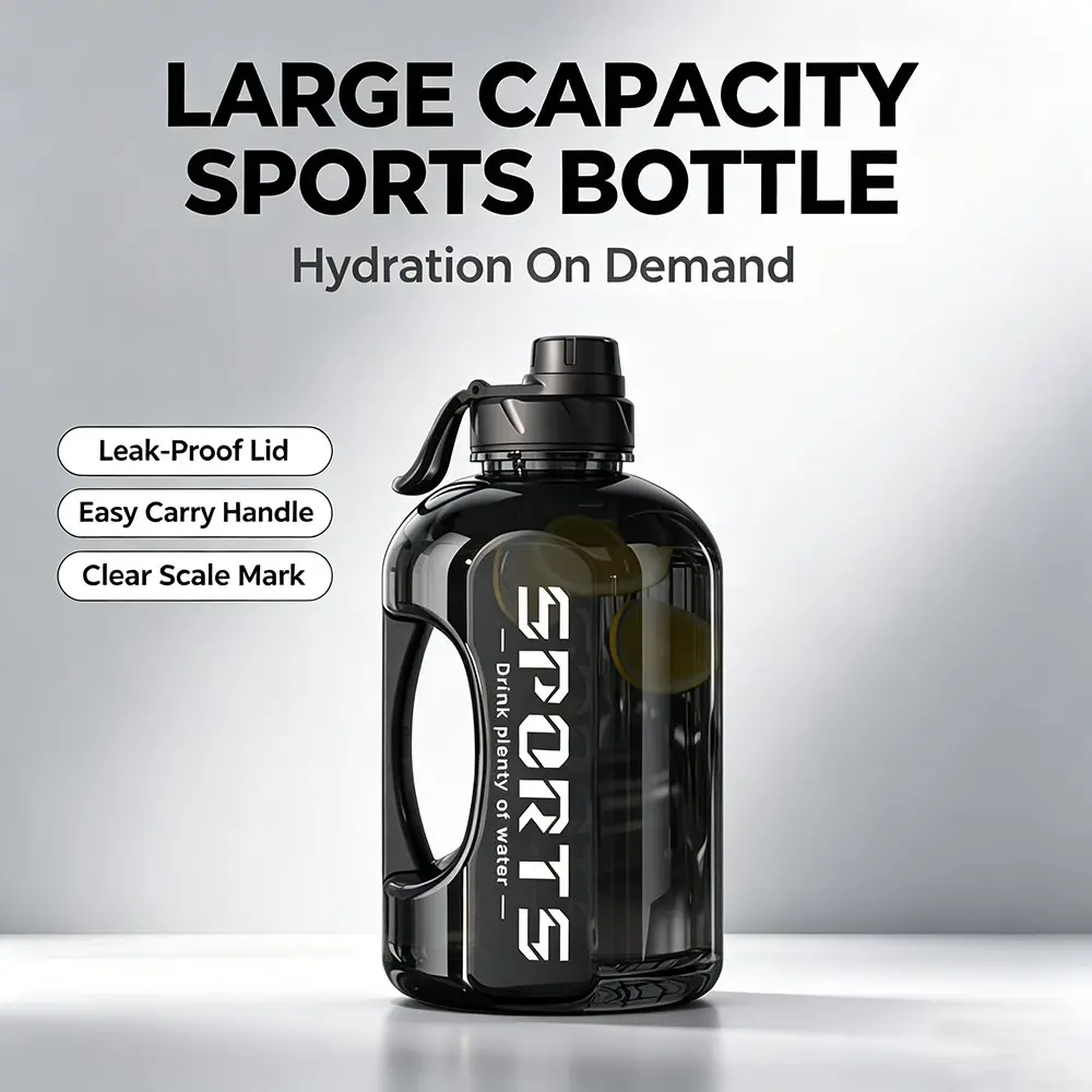 Large Capacity Sports Water Bottle Jug, Food Grade Material, Drop Resistant & High Temperature Resistant, with Water Intake Scale for Scientific Drinking, Leakproof with Straw, Essential for Fitness and Travel (1700ml & 2700ml)