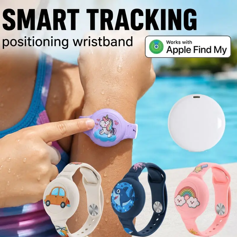 Kids Tracker Bracelet for Apple Find My | Soft Silicone Wristband With Tracker for School, Travel & Theme Parks | Waterproof Anti Lost Wristband for Toddlers
