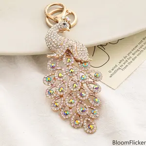 Creative Rhinestone Peacock Alloy Keychain Charms, Shiny Metal Hanging Pendants, Stylish Car Interior Decor Accessories, Cute Mini Ornament Gifts, Bulk Wholesale Supplies Perfect For Backpack Decor, Holiday Giveaways And Handmade Jewelry DIY Projects