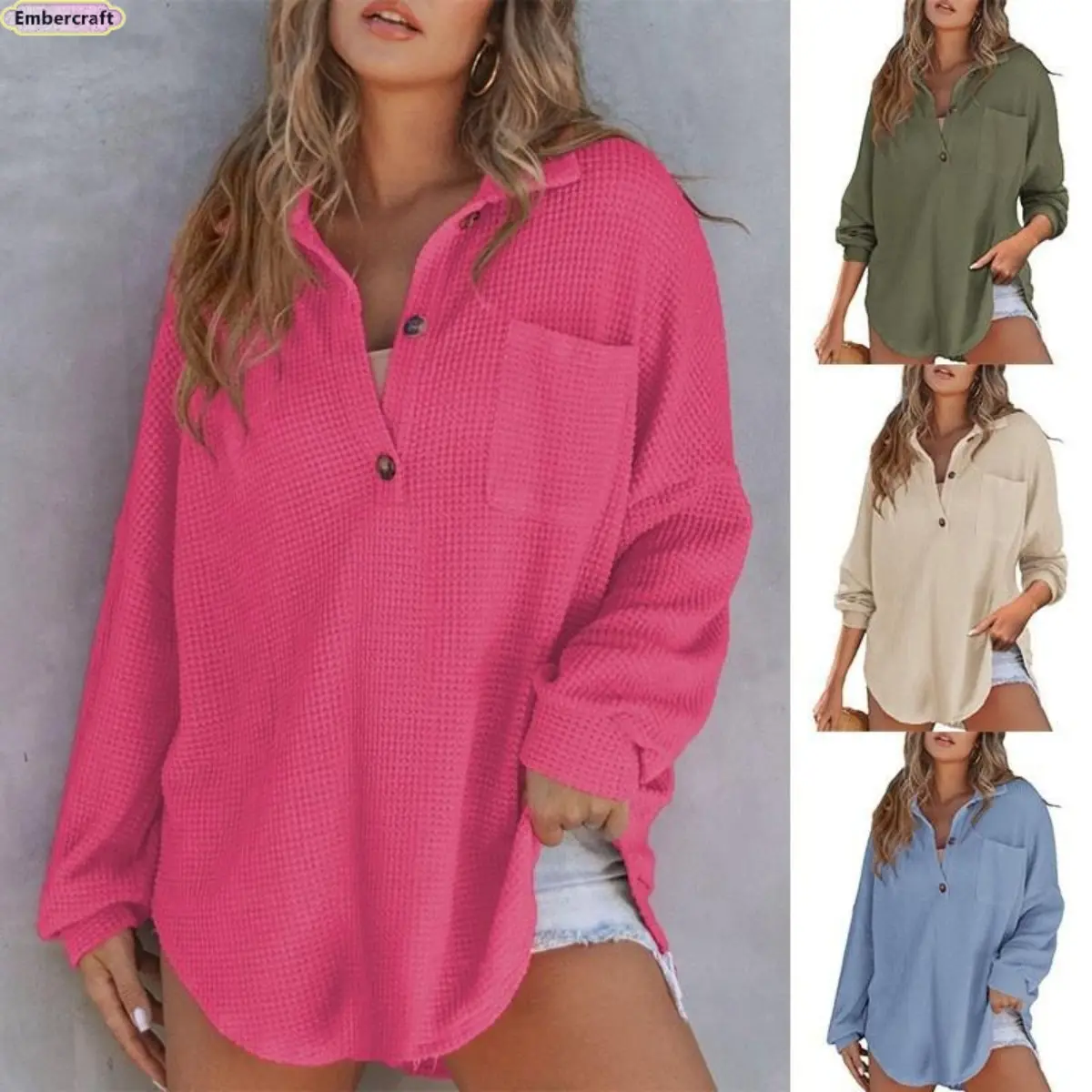 Women's Waffle Knit Sweater, Cozy Aesthetic Long Sleeve Pullover Top with Soft Stretch Fabric, Lightweight Slim Fit Layering Shirt for Fall Winter, Minimalist Everyday Style for Office, Travel, Weekend Outfits & Casual Daily Wear