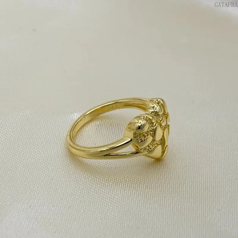 14K Gold Plated Heart Nugget Ring For Women, Size 6-10, Unique Design 14K Gold Plated Heart Nugget Ring For Women, Size 6-10, Unique Design