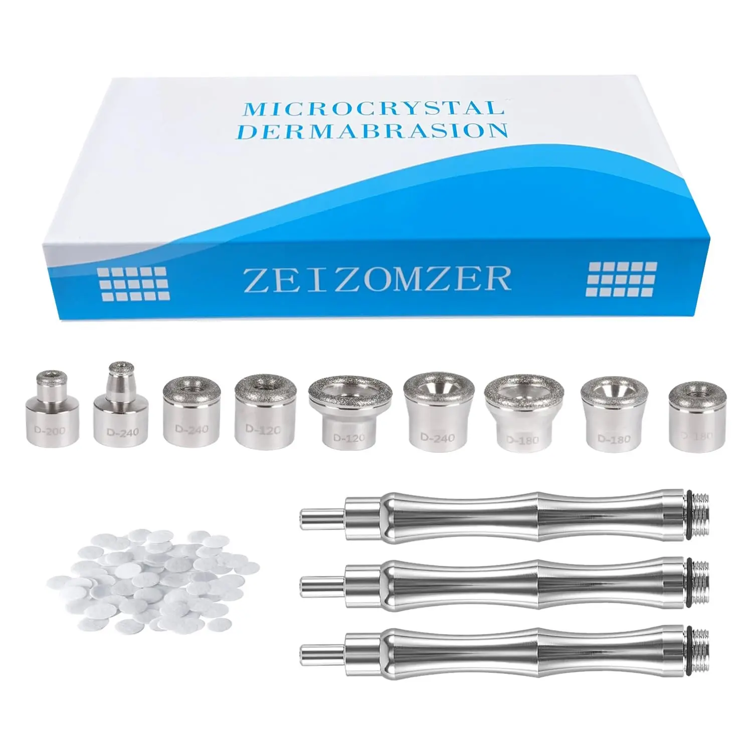 Diamond Dermabrasion Head Microdermabrasion Kit with 9 Tips 3 Wands 1 Pack Filters Facial Exfoliator Tool for Home