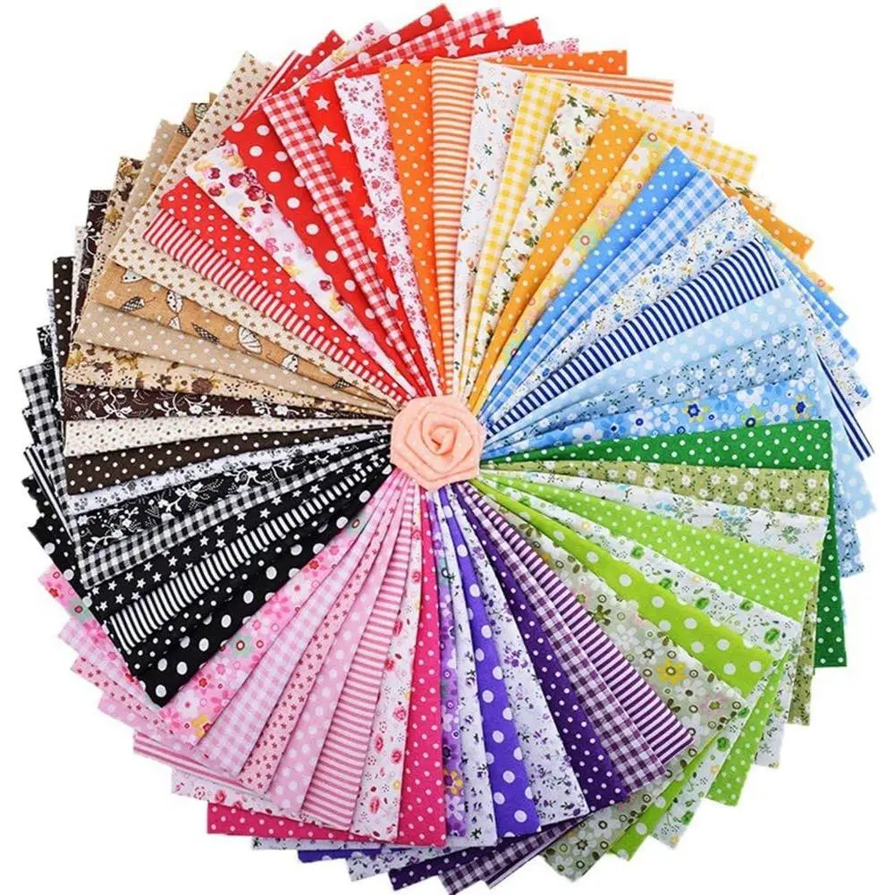Fabric, 56 pcs/lot Top Cotton 9.8" x 9.8" (25cm x 25cm) Squares Patchwork, Precut Multi-Color and Different Pattern for Sewing Quilting Crafting, Home Party Craft Fabric DIY Sewing Mask