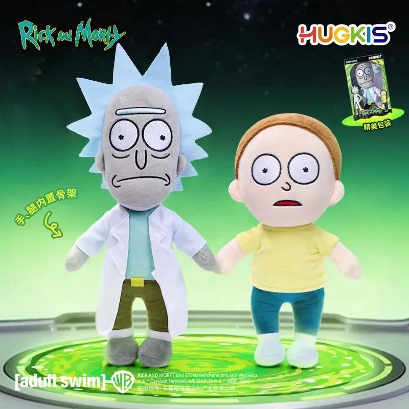 New Authentic HUGKIS Rick and Morty Plush Doll Toy Anime Cartoon Movable Joints Skeleton Doll Articulated Action Figure Toy Gift