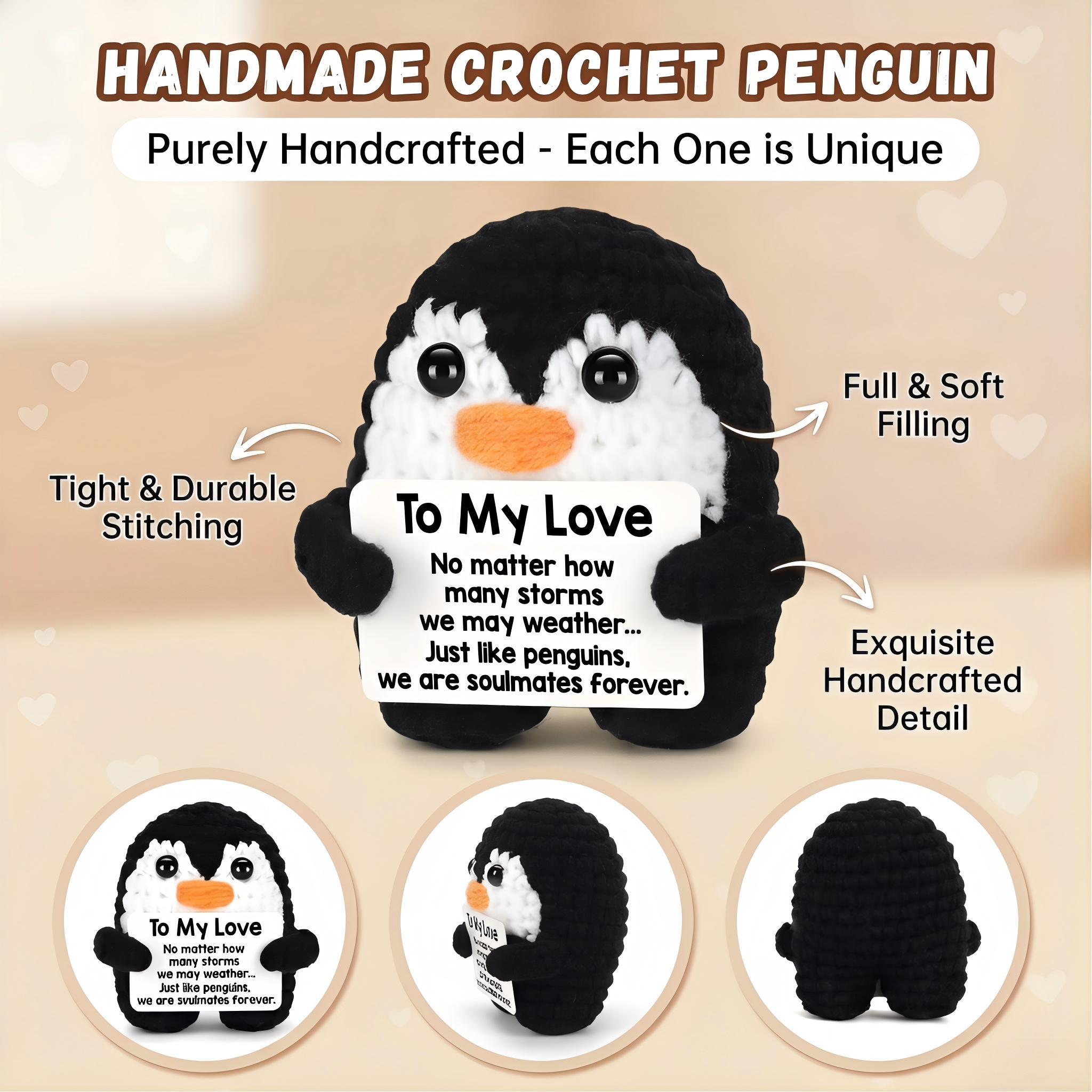 Handmade Crochet Penguin Plush Emotional Support Stuffed Animal, Soft Cute Stress Relief Toy, Christmas & Holiday Presents, Birthday Gifts for Women Men Him Her, Teacher Appreciation Gift, Portable Bag Charm, Desk Decor, Baby Shower Party Favors & Photo P