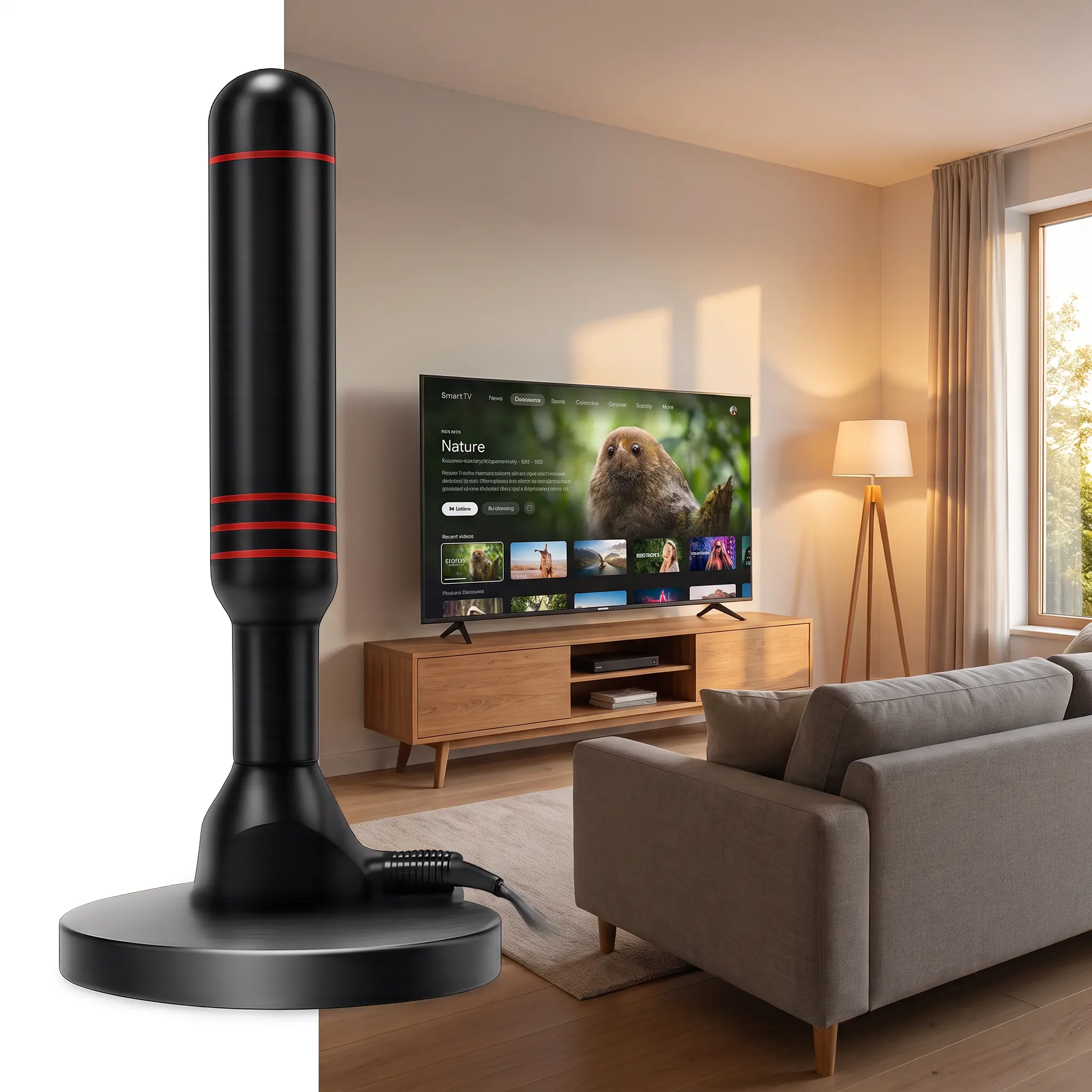 Amplified Digital TV Antenna with Recessed Infras for Smart TV, High-Gain Long Range, Supports 4K UHD 1080P, Accesses Free Local Channels Without Cable