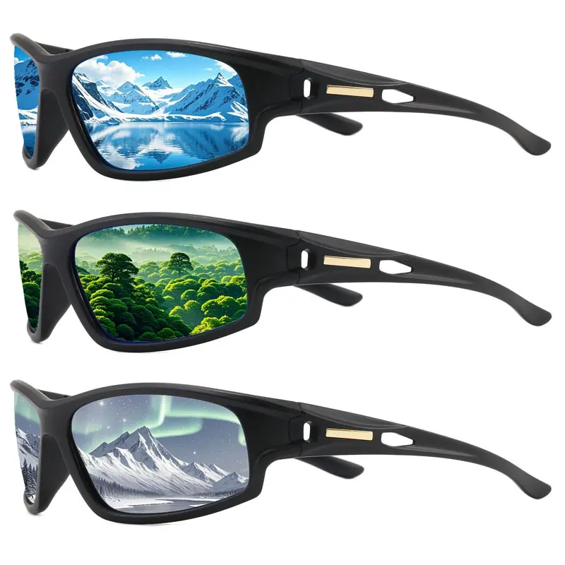 Polarized Sports Sunglasses for Men & Women, 3 Pack with Color Mirrored Lenses, Anti-Glare Protective for Fishing & Cycling, Unisex, Polarised Lens