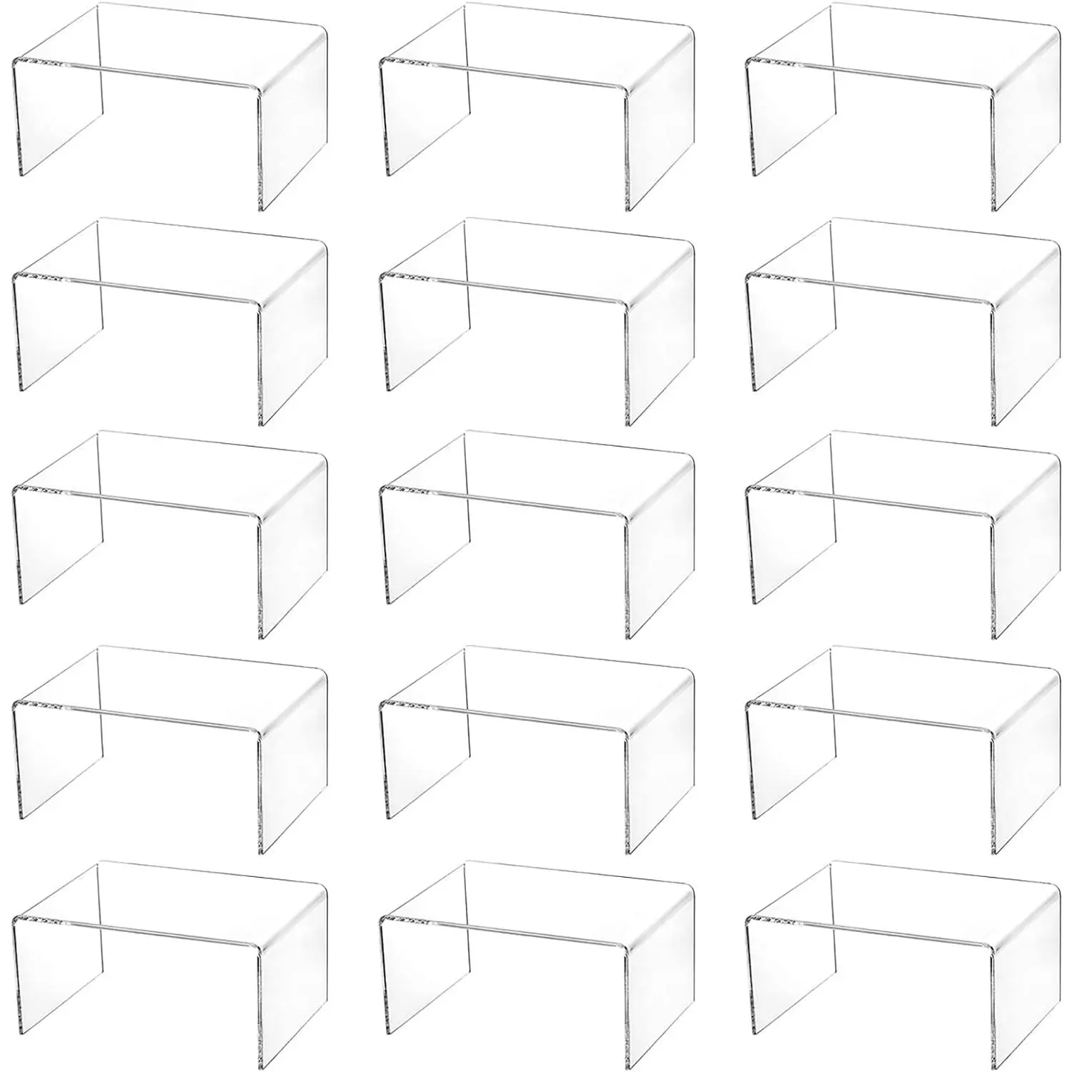 16 Pack Clear Acrylic Display Risers, 4.4" x 3.2" x 2.2" Display Stand for Figures, Buffets, Dessert, Cupcakes, Candy, Jewelry and Collectibles