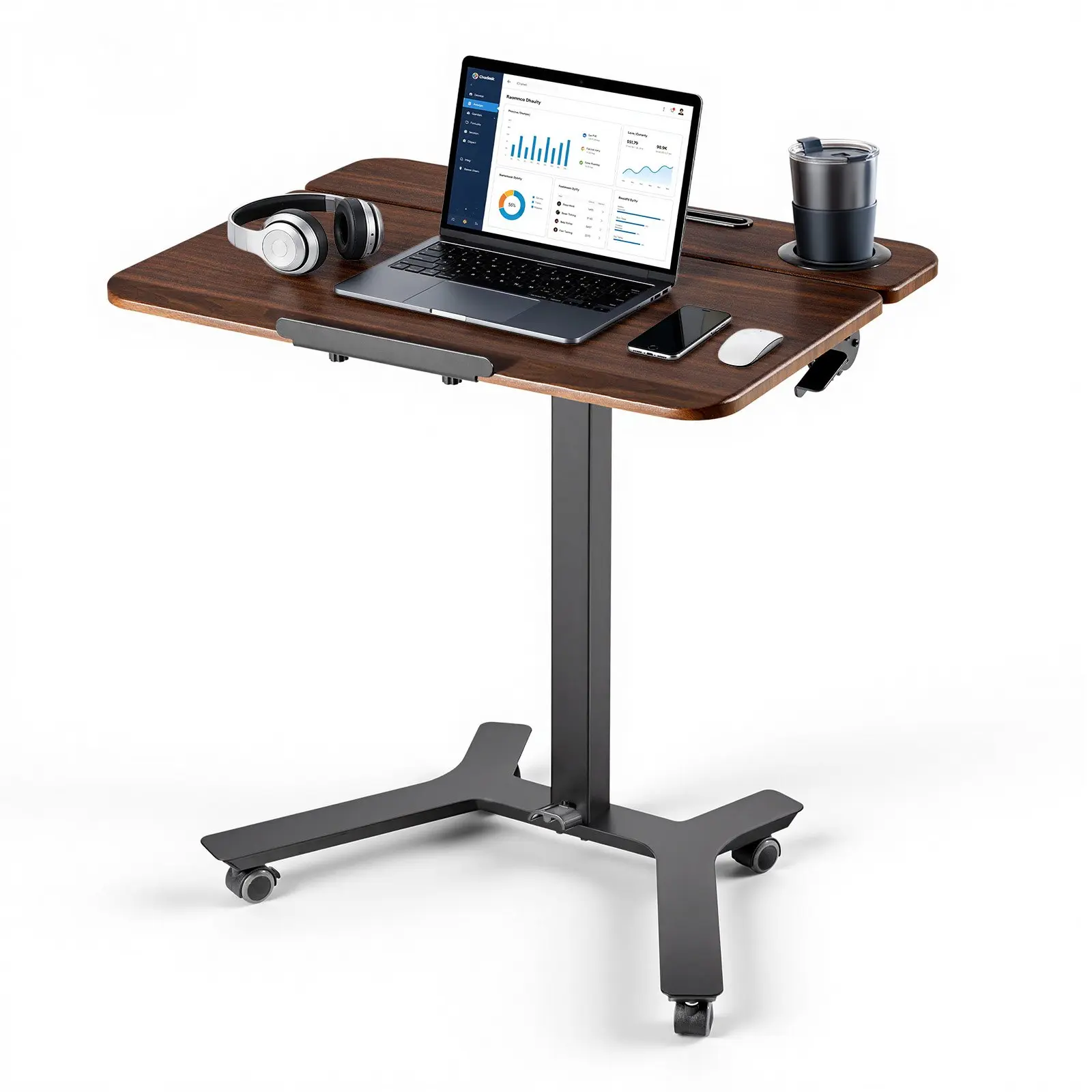 VEVOR Standing Desk, Adjustable Height Mobile Stand Up Desk with Tilting Desktop, 28.2x 20.7 in Small Computer Sit Stand Workstation, 33 lbs Capacity, Foot Pedal Pneumatic Lift for Home, Office