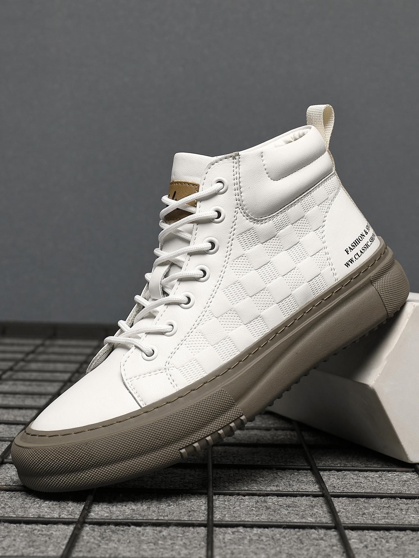 Shoes for Men, Fashionable Geometric Pattern Lace Up Leather Closed Toe Ankle Boots, Casual Comfortable Outdoor Sports Boots for Daily Wear, Male All-match Shoes for Fall & Winter Boots For Men, New Winter Boots