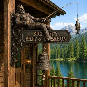 New Arrival Bigfoot Wall Bell, Funny Resin Craft Decoration, Hanging Ornament, Unique Wall Art Piece, Perfect for Home Decor