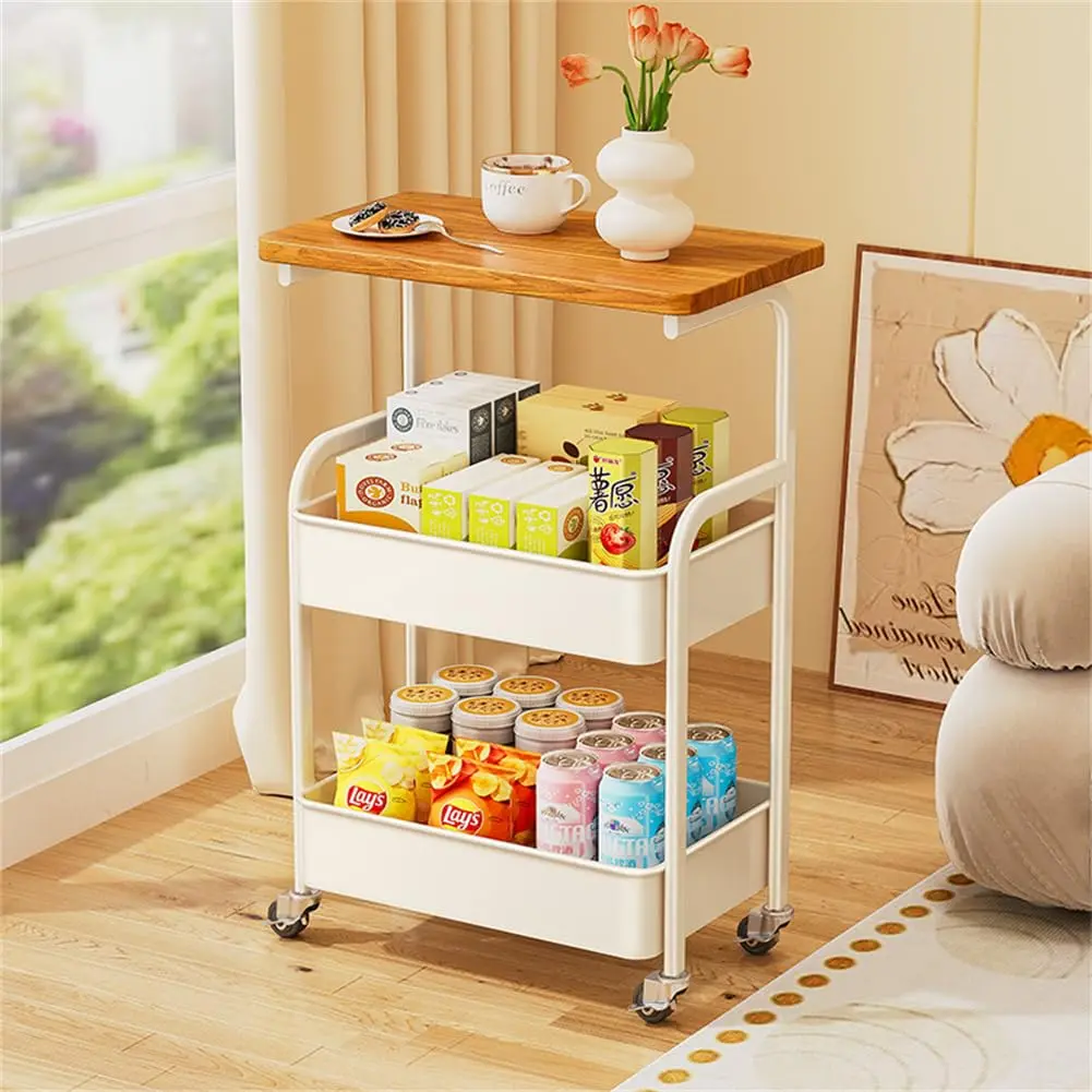 Garvee 3-Tier Metal Kitchen Cart with Wheels for Kitchen, Living Room, Bathroom, or Balcony