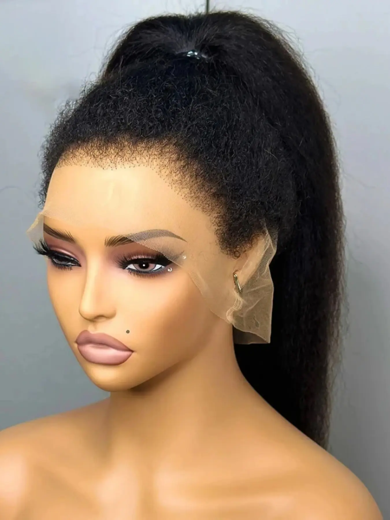 Soft Glue-Free Yaki Straight Wig, 26 Inches Long, 180% Density, Daily Wavy Style, 13x4x1 Lace Front Full Cap, Heat Resistant