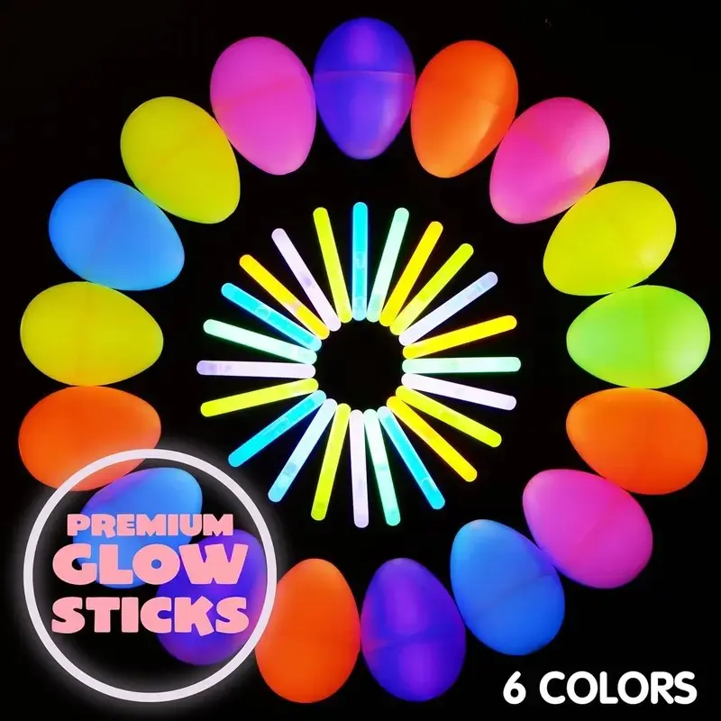 200 Halloween eggs, each containing a mini glow stick. Suitable for children, they can be used as fillers for glow-in-the-dark baskets, as gift fillers, as party favors for Halloween egg parties, or as classroom decorations, among other uses.