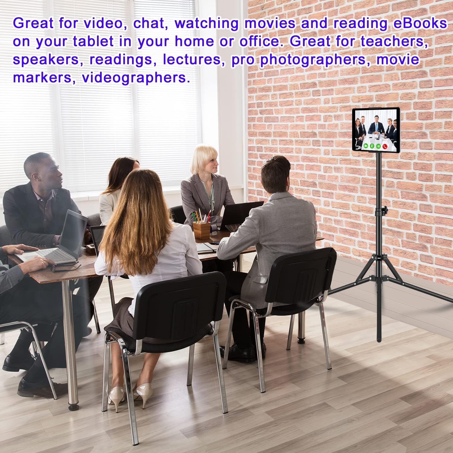 Ipad Tripod Stand, with 65 inch Height Adjustable iPad Stand Holder & iPad Floor Stand with 360? Rotating iPad Tripod Mount for iPad Pro, , Kindle, and All 4.5-12.9 Inch Tablets