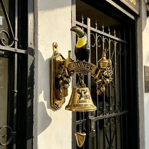 Vintage Industrial Beer Theme Doorbell, Guinness Giant Mouth Bird Design, Detailed Hop Bottle, Eco-Friendly Resin, Ideal for Breweries, Creative Gift