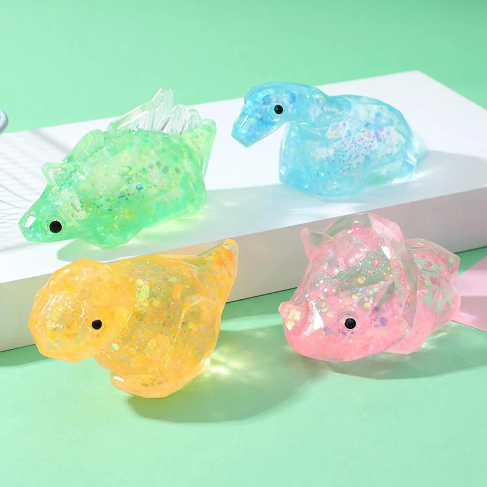Thermoplastic Dinosaur Squeeze Stress Relief Fidget Toy - Unisex Squishy Animal Party Gifts, Compact Multiple Colors 10x4x7cm Kids’ Gift, Party Bag Item with Home & Classroom Decoration Function