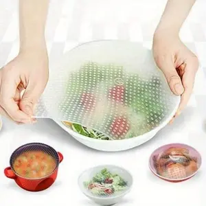 4pcs Reusable Silicone Food Storage Cover - Vacuum Seal Wrap Suitable for Bowls, Plates, Containers - Fresh Keeping Lid Cover, Travel, Office - Hygienic Dish Cover