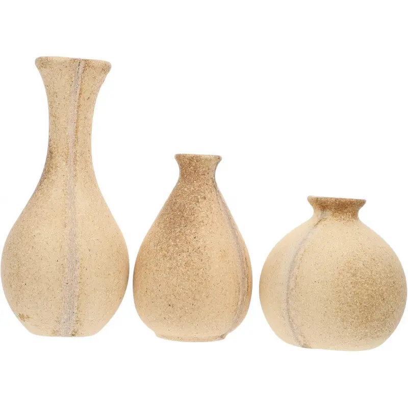 3-Pack Wooden Vases (1 Bulbous Vase + 1 Flared Vase + 1 Small-Mouth Vase), Handmade DIY Vases, Unfinished Log Vessels, Handmade Home Decor Ornaments, Vase Set