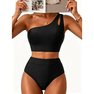 Yonique Two Piece High Waisted Swimsuits for Women - One Shoulder Bikini Tummy Control Bathing Suit 2026 Full Coverage DealsForYouDays