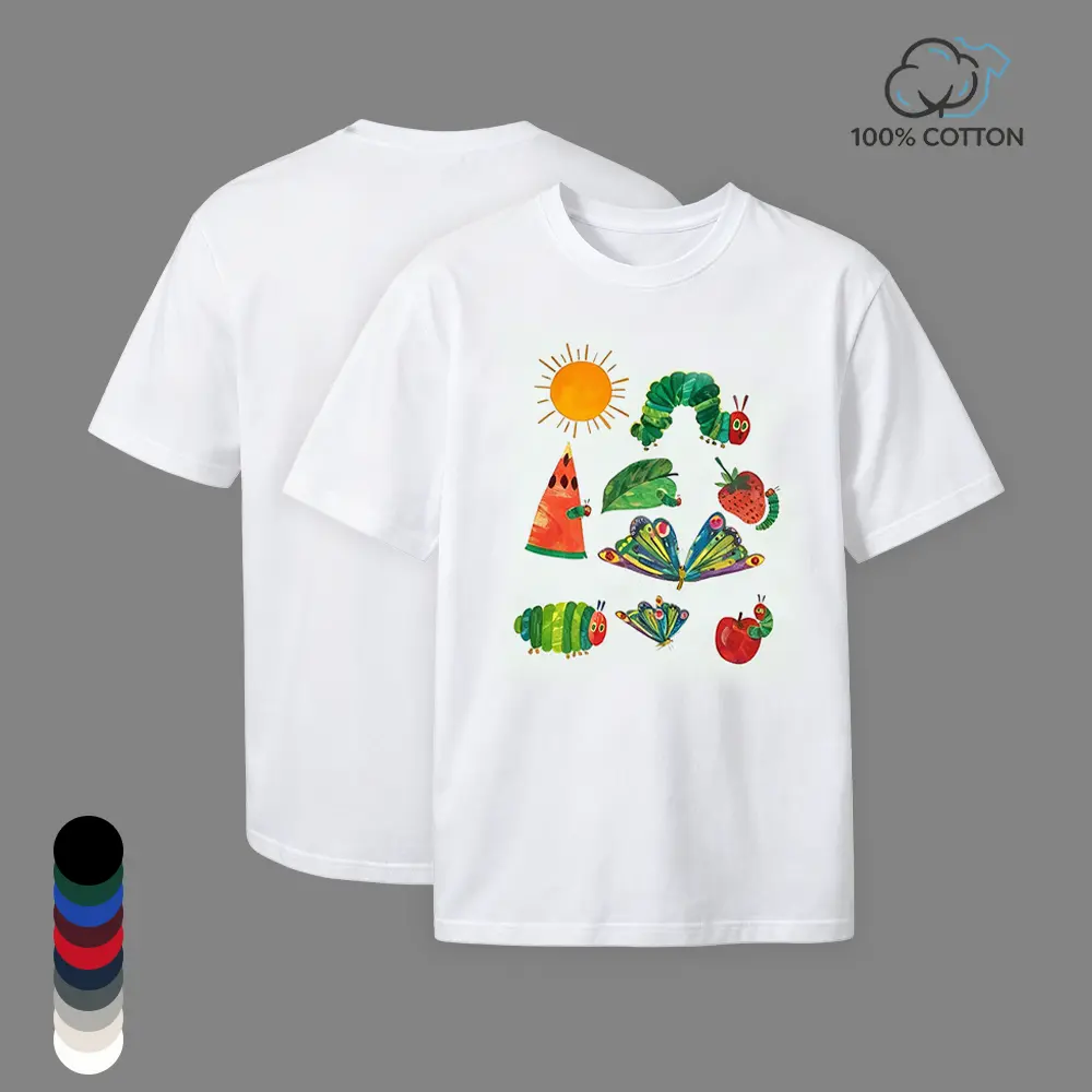 Oversized Tshirt Women The Very Hungry Caterpillar Graphic Tee, Vintage Graphic Tees Eric Carle Kids Book Cartoon Print 100% Cotton Short Sleeve T Shirt, Casual Book Lover Soft Loose Camisetas de Mujeres Graphic Tee